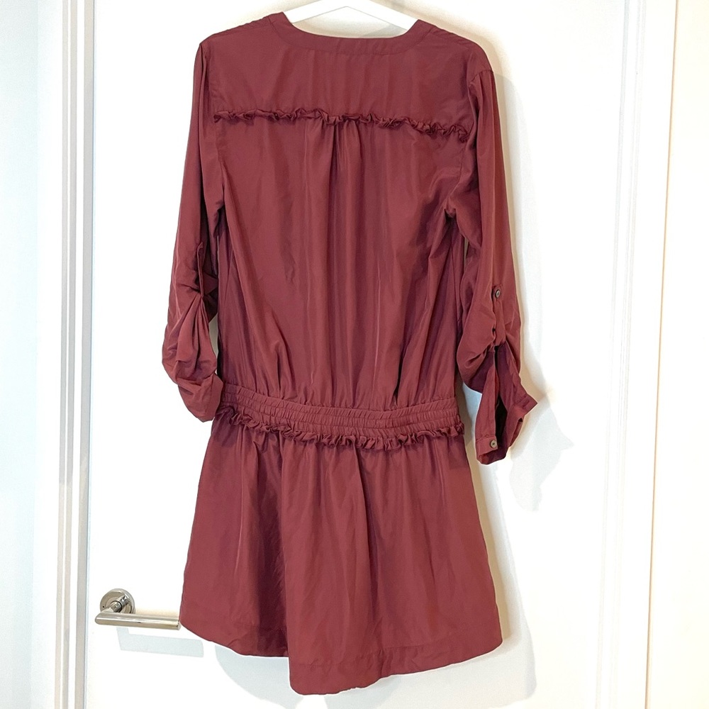 R.M. Williams 100% silk mini dress elastic waist maroon ladies size 10 - Picture 3 of 8